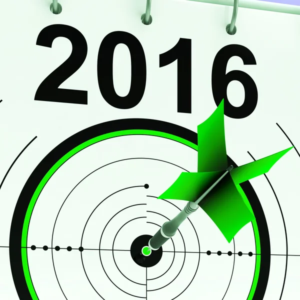 2016 kalender toont projectie jaarbegroting van plan — Stockfoto