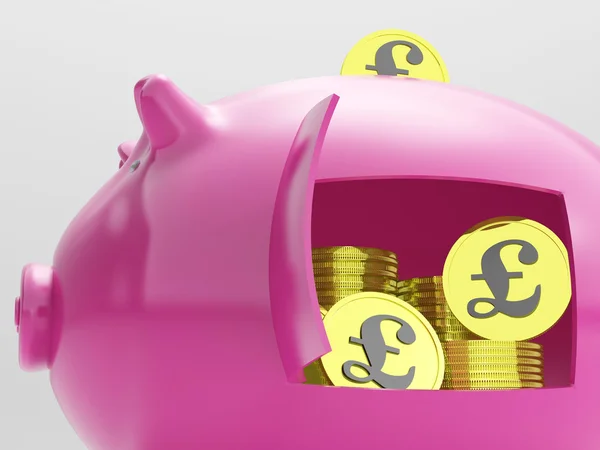 Pound In Piggy Menunjukkan Mata Uang dan Investasi — Stok Foto