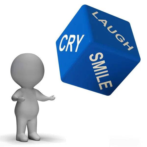 Laugh Cry Smile Dice Represents Different Emotions — Stock Photo, Image