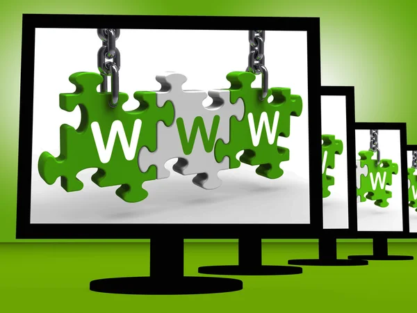 WWW On Monitores muestra acceso a Internet — Foto de Stock