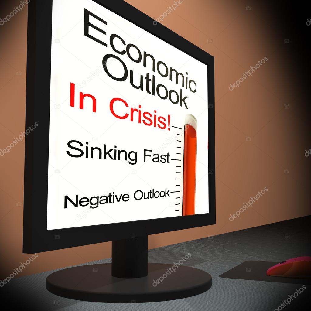 Economic Outlook On Monitor Showing Financial Forecasting