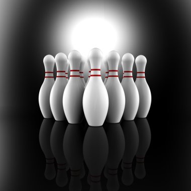 gösterilen iğneli bowling alley skittles