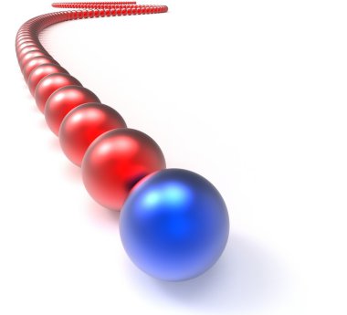 Metalik topları liderlik gösterilen zincirinde lider