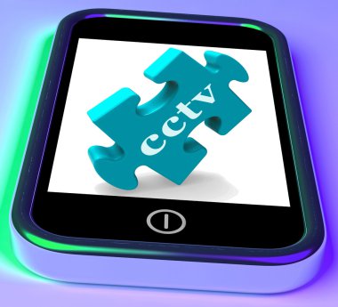 CCTV Phone Monitoring Shows Mobile Protection Or Online Surveill