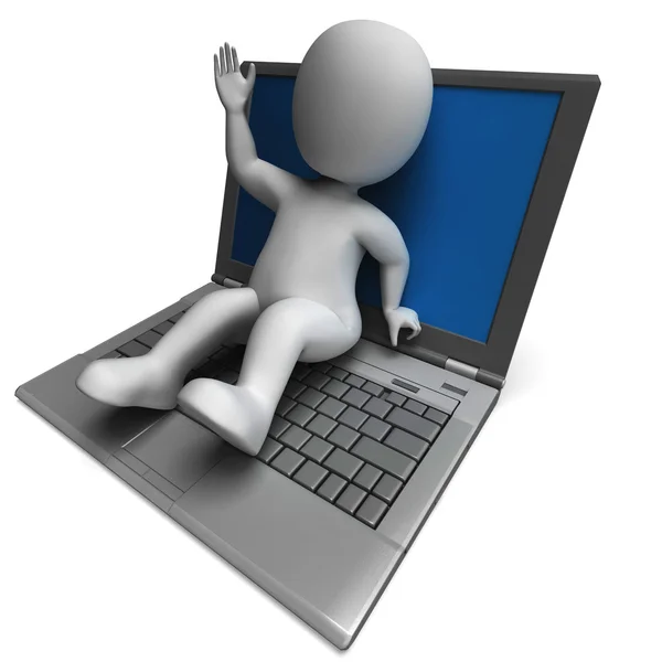 Pc Computer Character Showing Surfing Internet — Stock Photo, Image