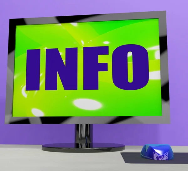 Info op monitor betekent kennis informatie en assistanc — Stockfoto