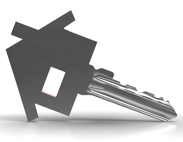 Nyckel med hus visar säkerhet i hemmet — Stockfoto