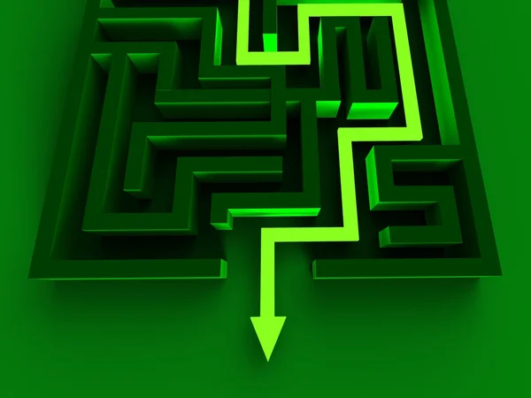 Solving Maze Shows Puzzle Way Out — Stock Photo, Image