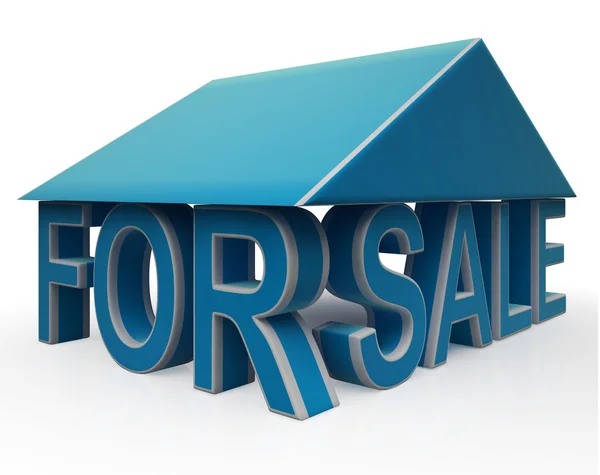 For Sale Sign Under Home — Stock Photo, Image