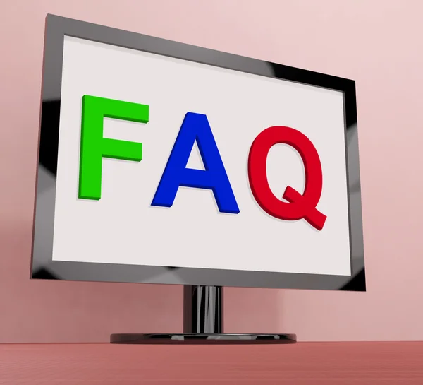 Faq no monitor mostra perguntas frequentes on-line — Fotografia de Stock