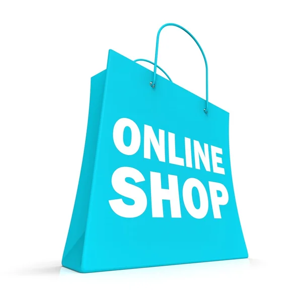 Shopping Online Bag Showing Internet Buying — Stock Photo, Image