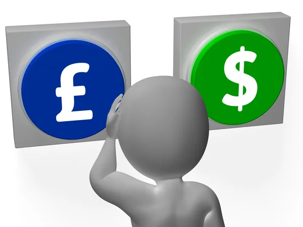 Pounds Dollar Signs Show Pound Dollar Symbols — Stock Photo, Image