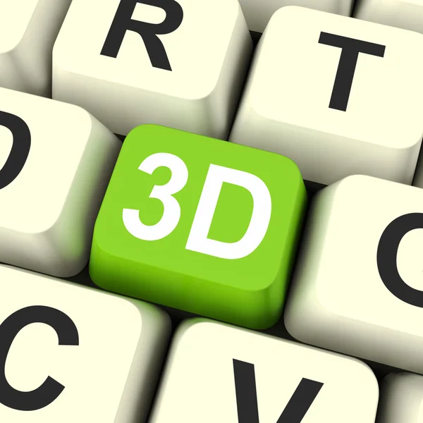 3D-sleutel toont drie dimensionale printer of lettertype — Stockfoto