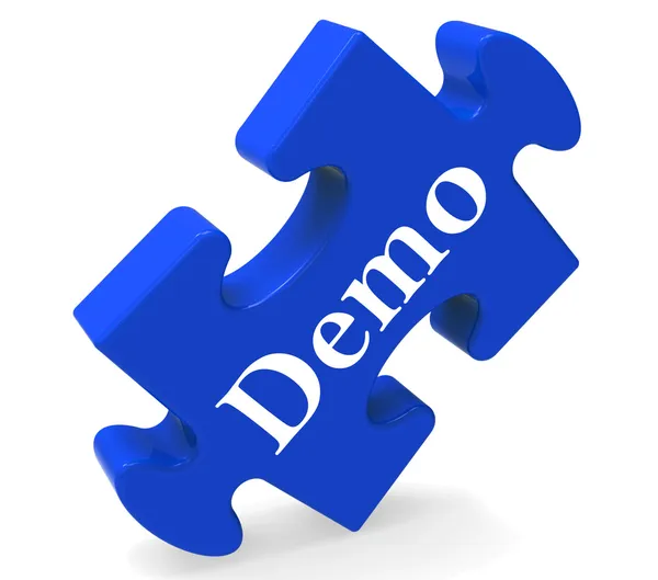 Demo Puzzle Shows Product Demonstration Trial Or Version — Stock Photo, Image