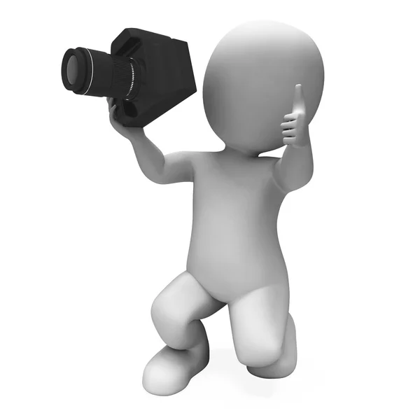 Photography Character Shows Photo Shoot Dslr And Photograph — Stock Photo, Image