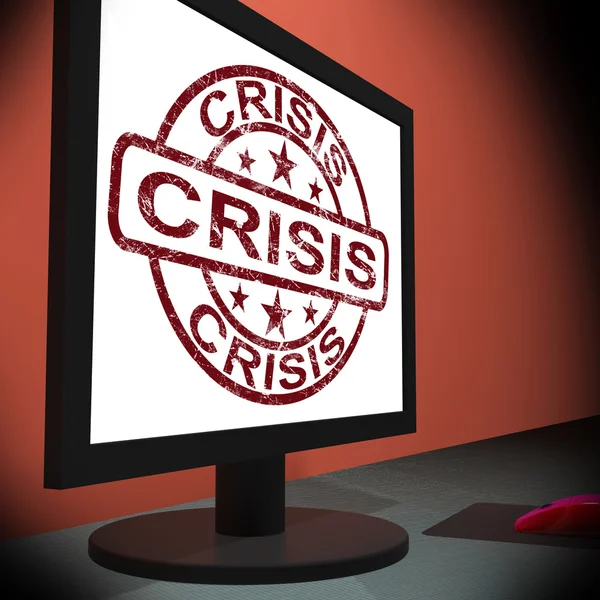 Crisis Monitor Means Urgency Trouble Or Critical Situation — Stock Photo, Image