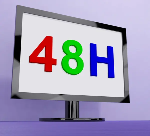 Cuarenta y ocho horas en el monitor muestra el servicio de 48h —  Fotos de Stock