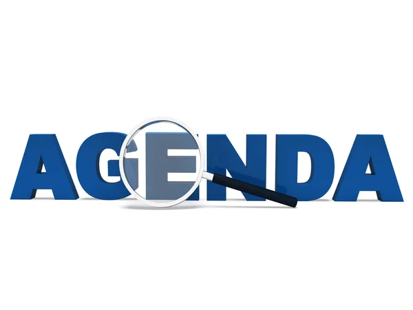 Agenda ordet betyder att schemalägger program eller agendor — Stockfoto