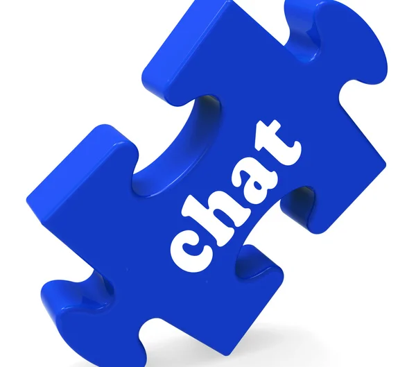 Chat Jigsaw Shows Chatting Typing or Texting — стоковое фото