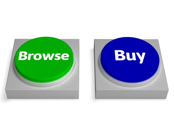 Navegar Comprar botões mostra navegação ou compra — Fotografia de Stock