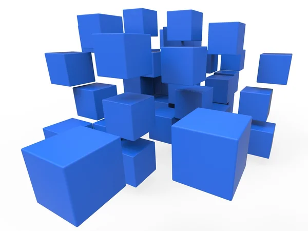 Explodierte Blöcke zeigen unorganisiertes Puzzle — Stockfoto