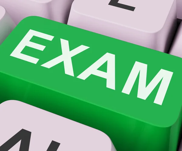 Egzaminy egzamin klucz pokazuje badanie lub badania sieci web — Zdjęcie stockowe