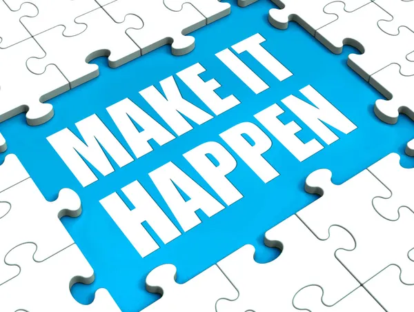 Make It Happen Puzzle montre la gestion de la motivation et l'action — Photo