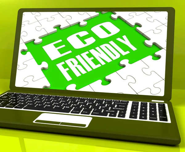 Eco Friendly Laptop Shows Green and environmentally Efficient — стоковое фото