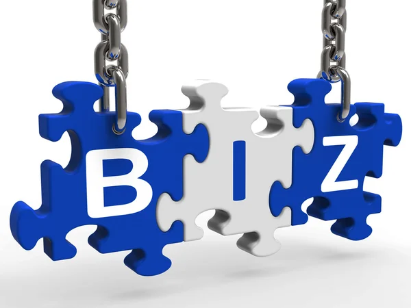 Biz Puzzle Shows Company Or Corporate Business — Stock Photo, Image