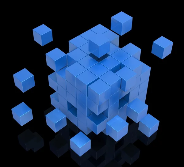Взрывающиеся блоки показывают неорганизованную головоломку — стоковое фото