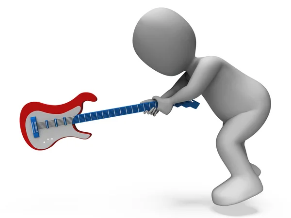 Angry Aggressive Guitarist Smashing Guitar Shows Rocker Rock Mus — Stock Photo, Image