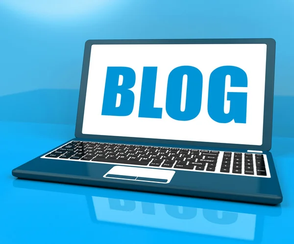 Dizüstü blog blogging veya Web günlüğü Web sitesini gösterir — Stok fotoğraf