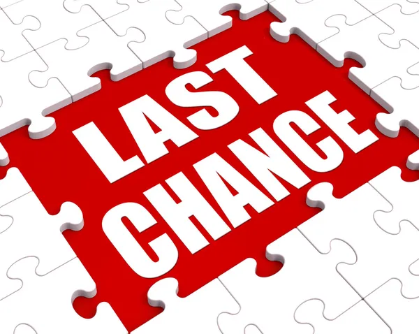 Last Chance Puzzle Shows Final Opportunity Or Act Now — Stock Photo, Image