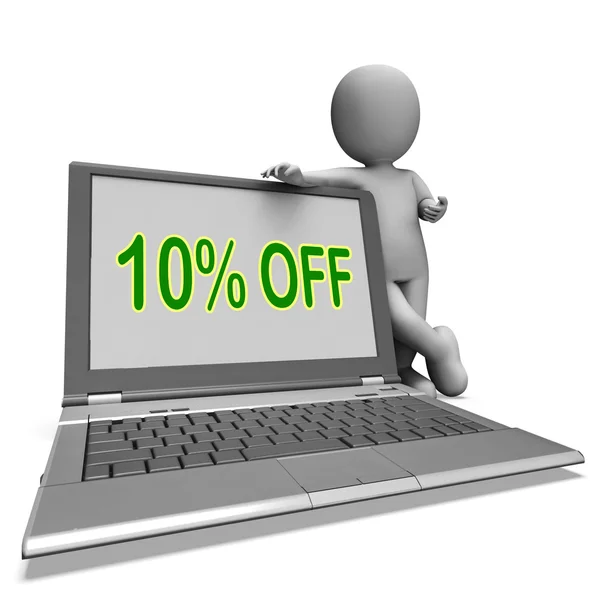 Ten Percent Off Monitor Means Deduction Or Sale Onlin — Stock Photo, Image