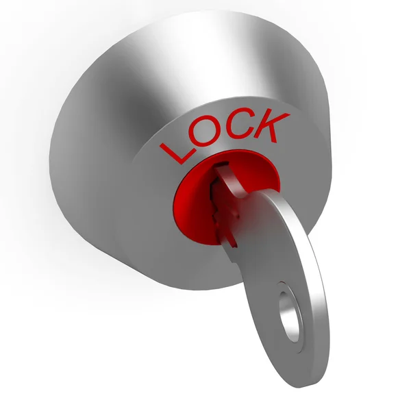 Key In Lock Showing Security — Stock Photo, Image