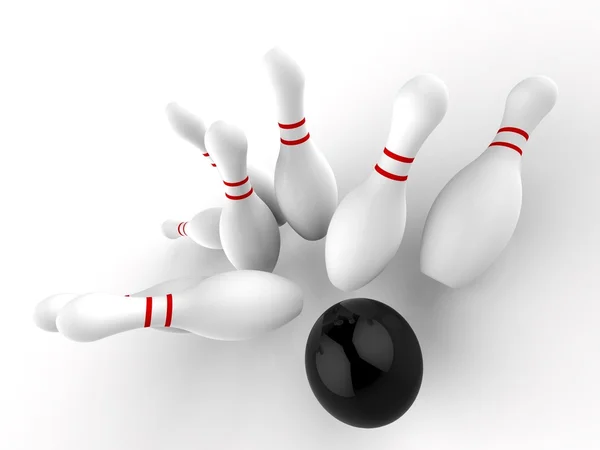 Bowling Strike Shows Winning Skittles Game — Stock Photo, Image