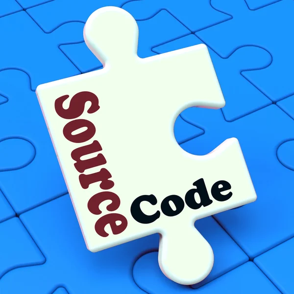 Il puzzle di codice sorgente mostra il programma o la programmazione di software — Foto Stock