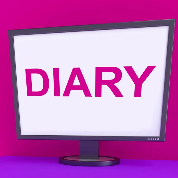 Diary Screen Shows Online Planner Planning or Scheduler — стоковое фото