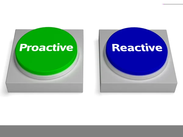 Proaktif, reaktif düğmeler etkin veya tepki gösterir. — Stok fotoğraf
