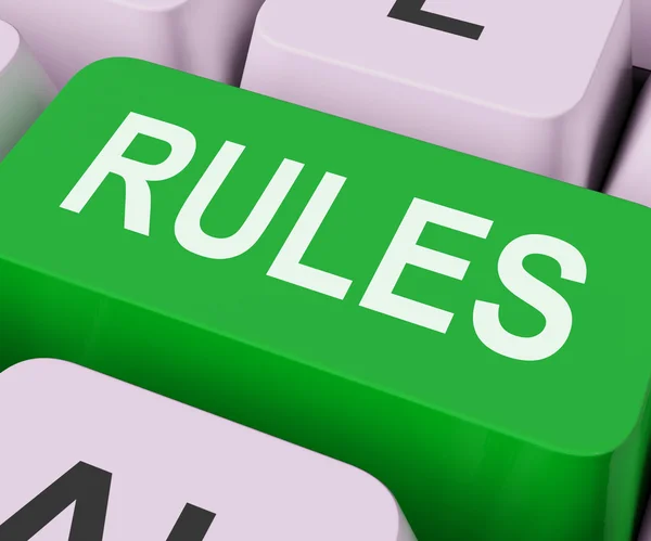 Regels sleutels toont begeleiding beleid of regelgeving — Stockfoto