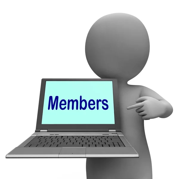 Members Laptop Shows Member Register And Web Subscribing — Stock Photo, Image