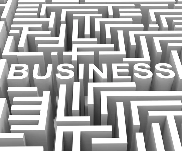 Business Word In Maze Shows Finding Commerce — Stock Photo, Image