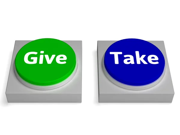 Give Take Buttons Shows Giving Or Taking — Stock Photo, Image