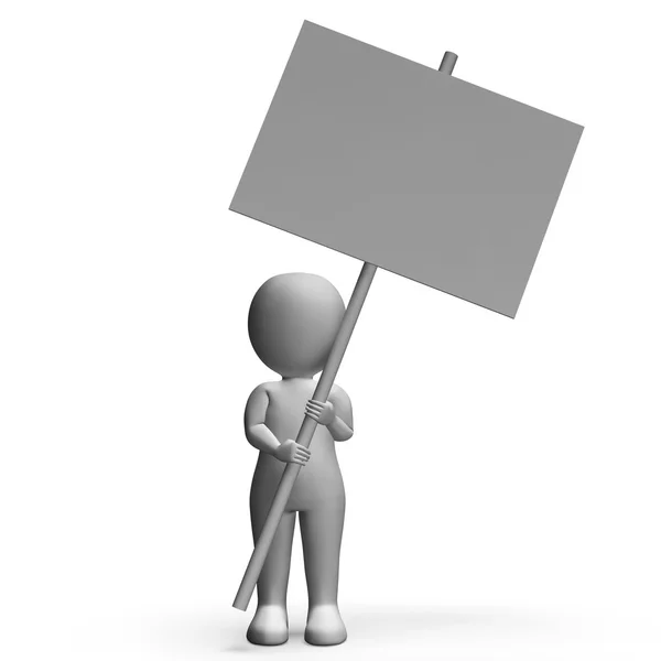 Character With Placard For Message Or Presentation — Stock Photo, Image