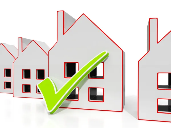 House Icons With Tick Showing House For Sale — Stock Photo, Image