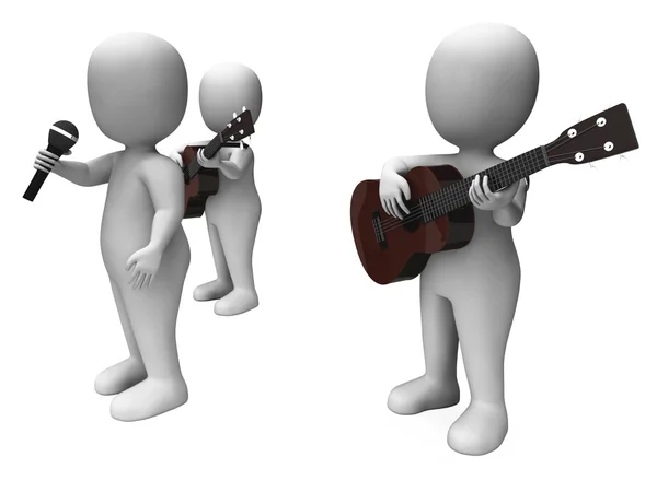 Singer And Guitar Players Shows Stage Band Concerts Or Performin — Stock Photo, Image