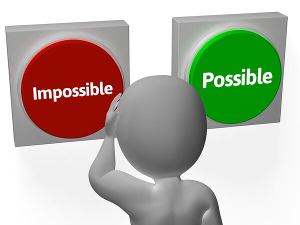 Impossible Possible Buttons Shows Positivity Or Adversity