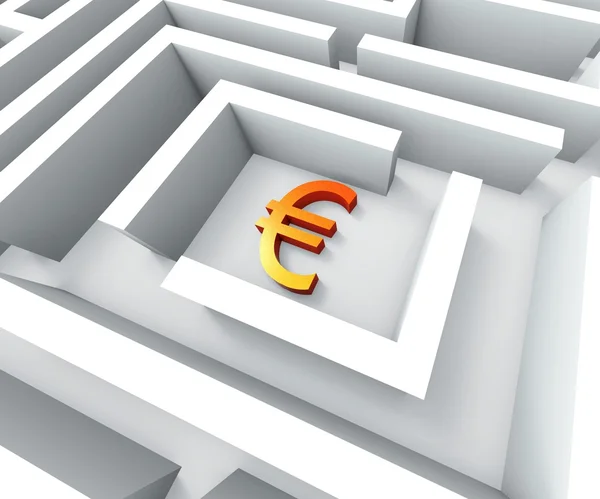 Euro Currency In Maze Shows Euros Credit — Stock Photo, Image