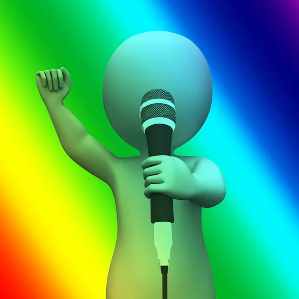 Singing Character Shows Music Songs Or Perform — Stock Photo, Image