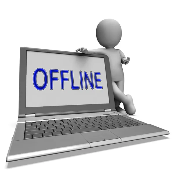 Offline Laptop Shows Web Communication Status Disconnected — Stock Photo, Image